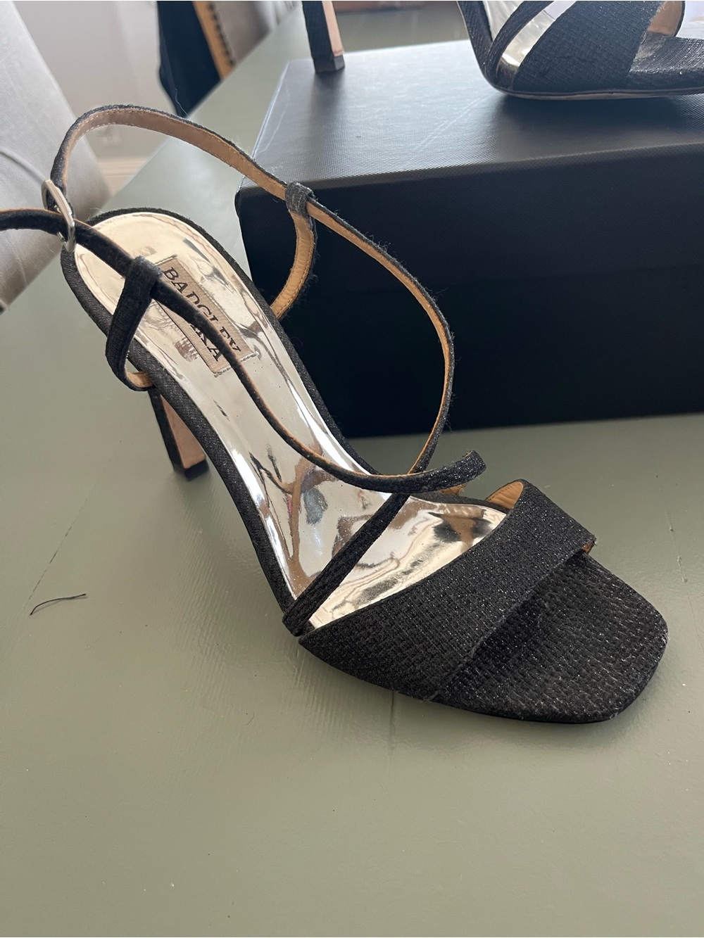 Badgley Mischka Black Strappy Evening Heels